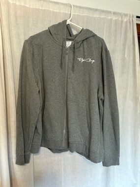 Gray Full-Zip Hoodie with Script Logo